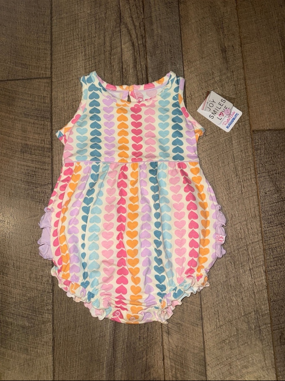 Ruffle Butts Rainbow Hearts Bubble Romper *New*